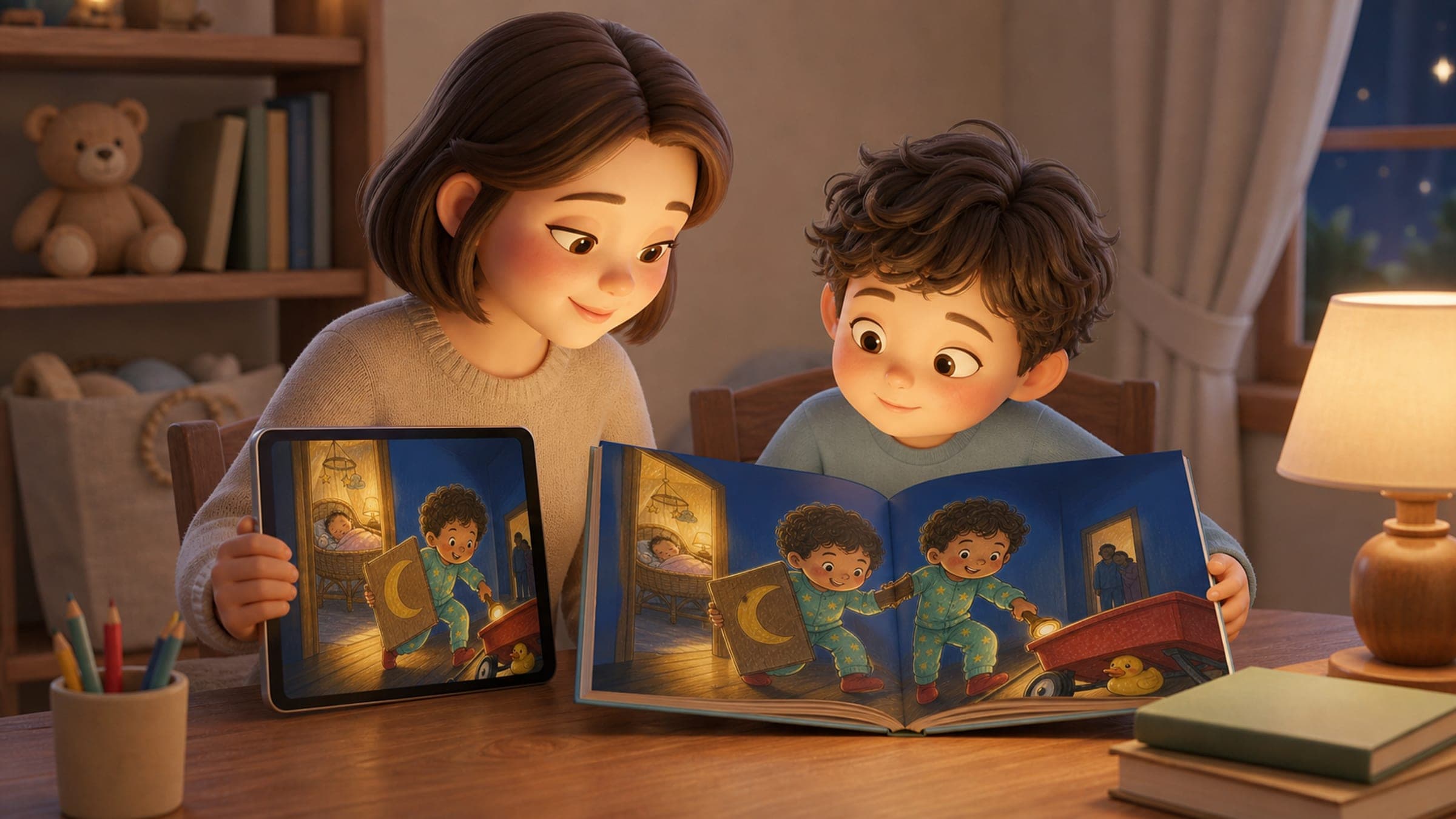 A finished personalized storybook cover designed for digital reading or print