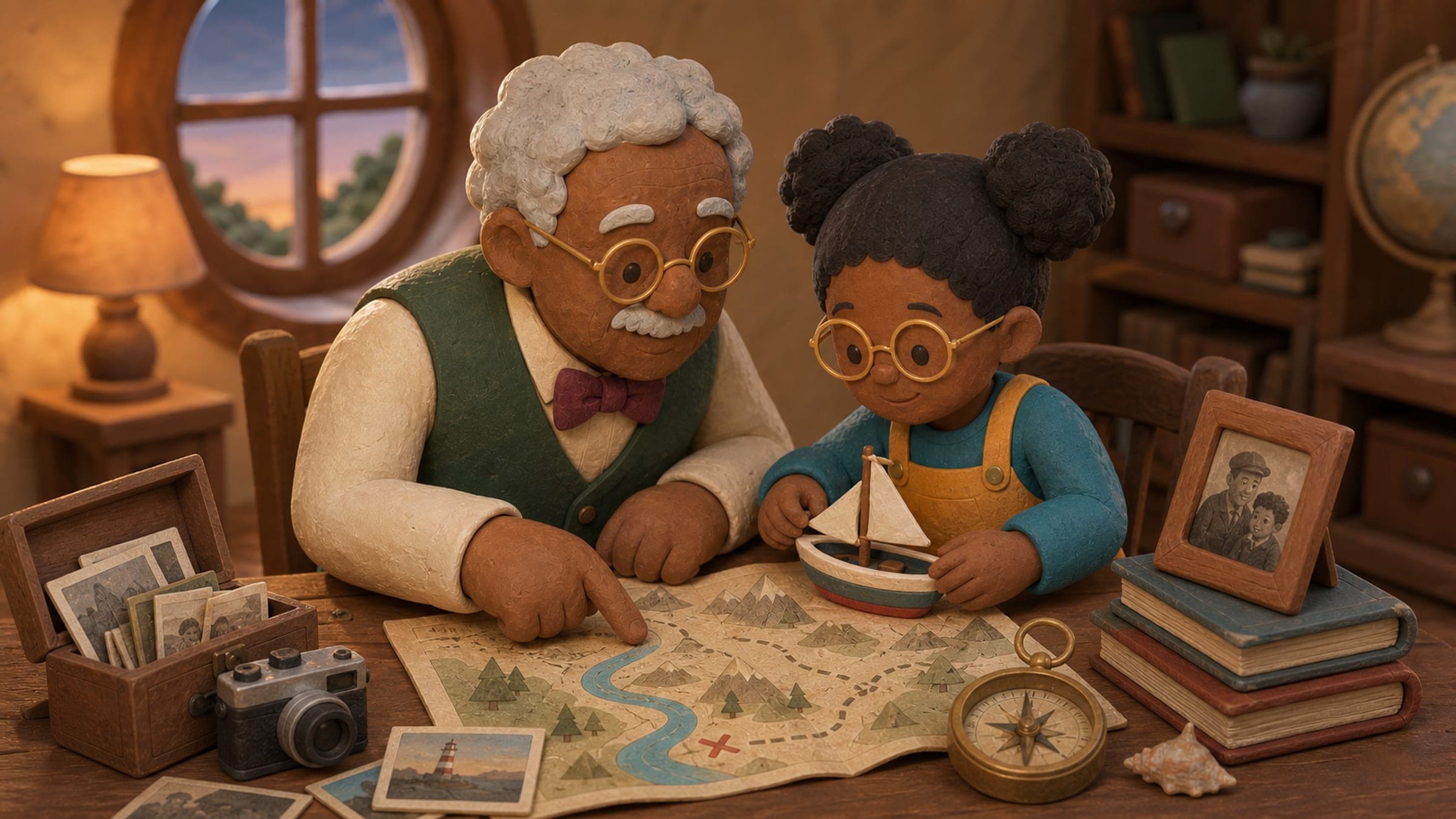 A personalized illustrated adventure book featuring a grandparent and child