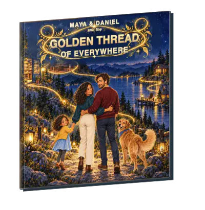 Maya & Daniel and the Golden Thread of Everywhere personalized storybook cover