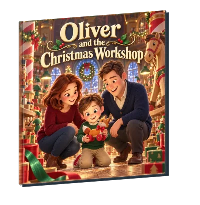 Oliver and the Christmas Workshop personalized storybook cover